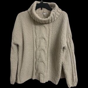 Seven7 Size M Sandshell‎ Fishermans Knit Turtleneck Chunky Soft Sweater